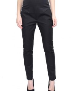 Black Full Panel Slim Fit Pants by 9months for Female