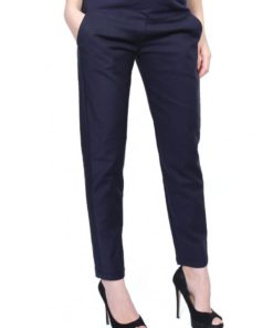 Dark Blue Full Panel Slim Fit Pants by 9months for Female