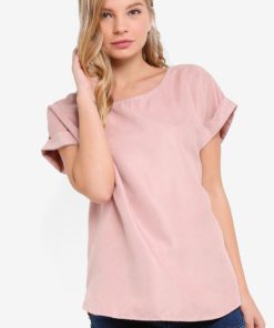 Suede Effect Rolled Sleeve Top by BoyFromBlighty for Female