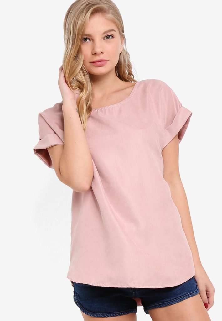 Suede Effect Rolled Sleeve Top by BoyFromBlighty for Female