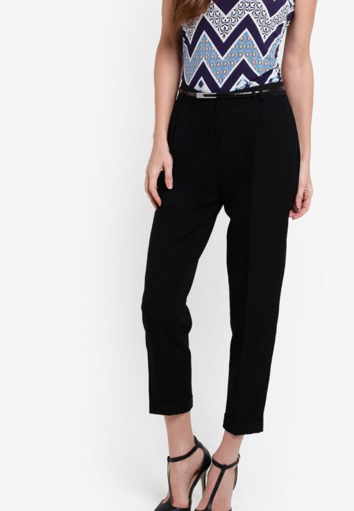 Black Poly Peg Leg Trousers by Dorothy Perkins for Female