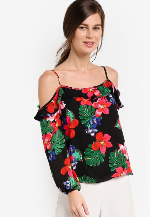 Tropical Strappy Cold Shoulder Top by Dorothy Perkins for Female