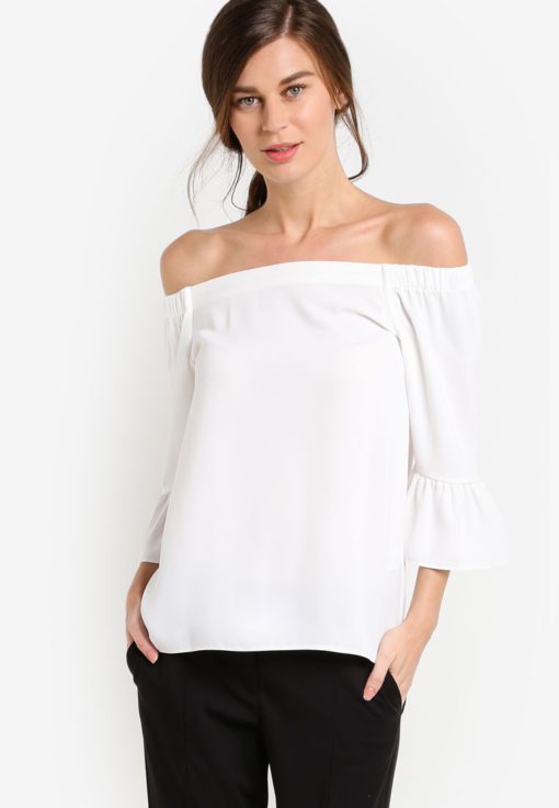 White Frill Bardot Top by Dorothy Perkins for Female