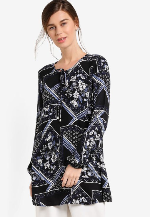 Printed Tie Neck Tunic by Dorothy Perkins for Female