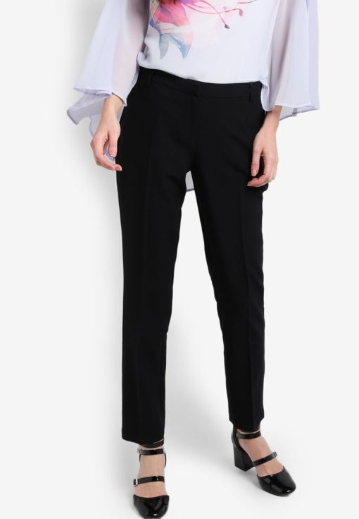 Regular Length Black Poly Straight Trousers by Dorothy Perkins for Female