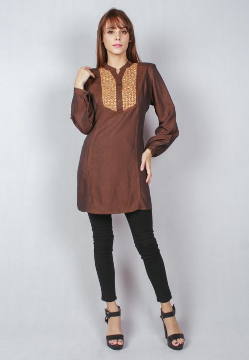 Anatasia Embroidery Long Sleeve Top by ESPRIMA for Female