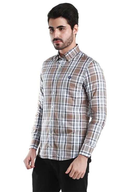 Brown Checkers Long Sleeve Shirt by Fred Perry Green Label for Male