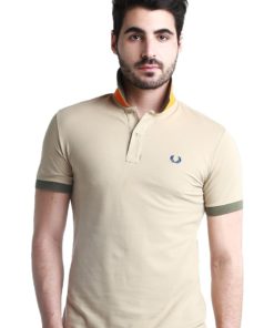 Special UnderCollar Light Brown Polo Shirt by Fred Perry Green Label for Male