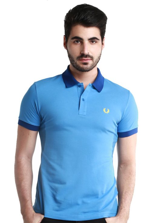 Special UnderCollar Blue Polo Shirt by Fred Perry Green Label for Male