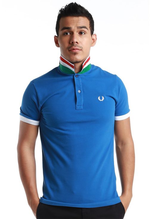 Striped UnderCollar Blue Polo Shirt by Fred Perry Green Label for Male
