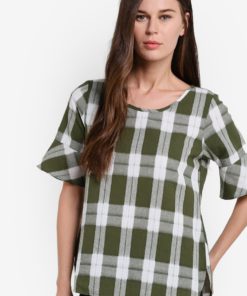Checkered Short Sleeve Top by Geb. for Female