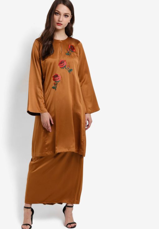 Baju Kurung with Floral Applique by Gene Martino for Female
