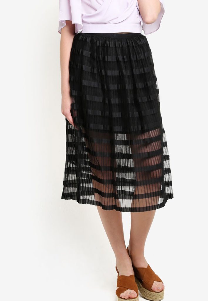 Premium Black Pleat Midi Skirt by Miss Selfridge for Female