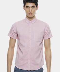Simple Short Sleeve Shirts In Dobby Texture by Private Stitch for Male