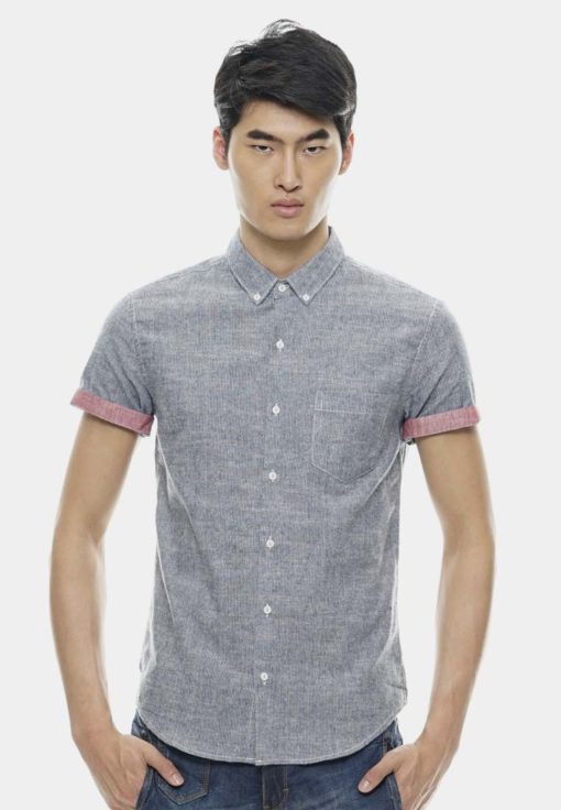 Casual Short Sleeve Shirts In Brush Material by Private Stitch for Male