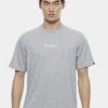 Oversize T-Shirt In Grey Melange with Embroidery Infont by Private Stitch for Male