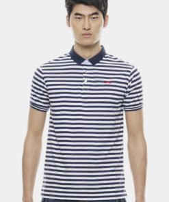 Basic Navy Blue Tiny Striped with Signature Moustache by Private Stitch for Male