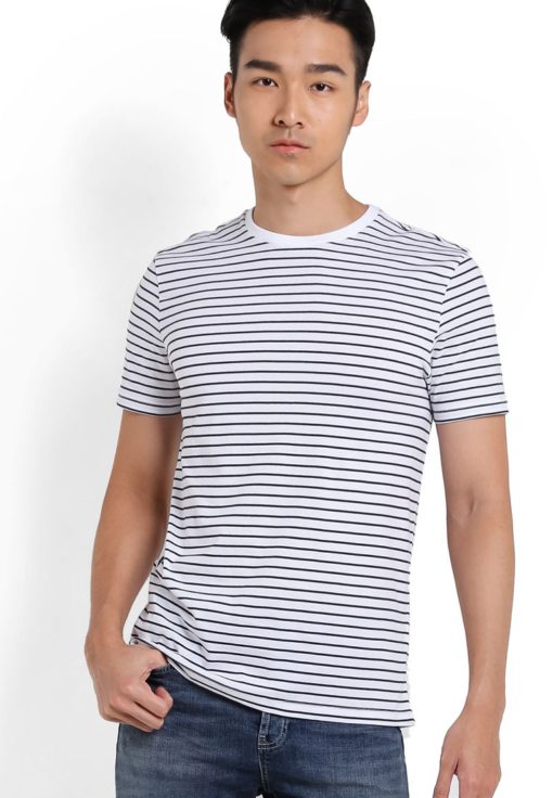 Navy And White Stripe T-Shirt by Topman for Male