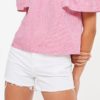 MOTO High Waisted White Mom Shorts by TOPSHOP for Female