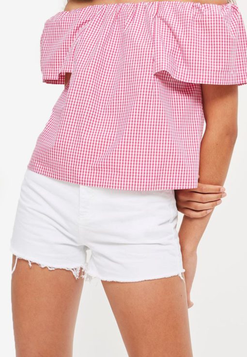 MOTO High Waisted White Mom Shorts by TOPSHOP for Female