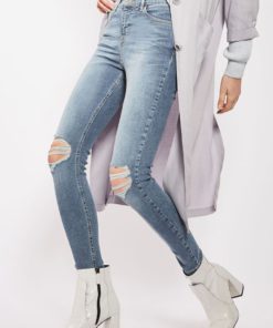 Moto Mid Blue Ripped Jamie Jeans by TOPSHOP for Female