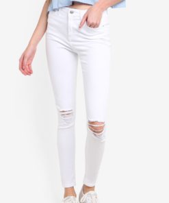 Moto White Ripped Jamie Jeans by TOPSHOP for Female
