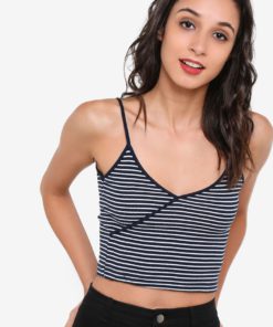 Petite Stripe Wrap Crop Top by TOPSHOP for Female