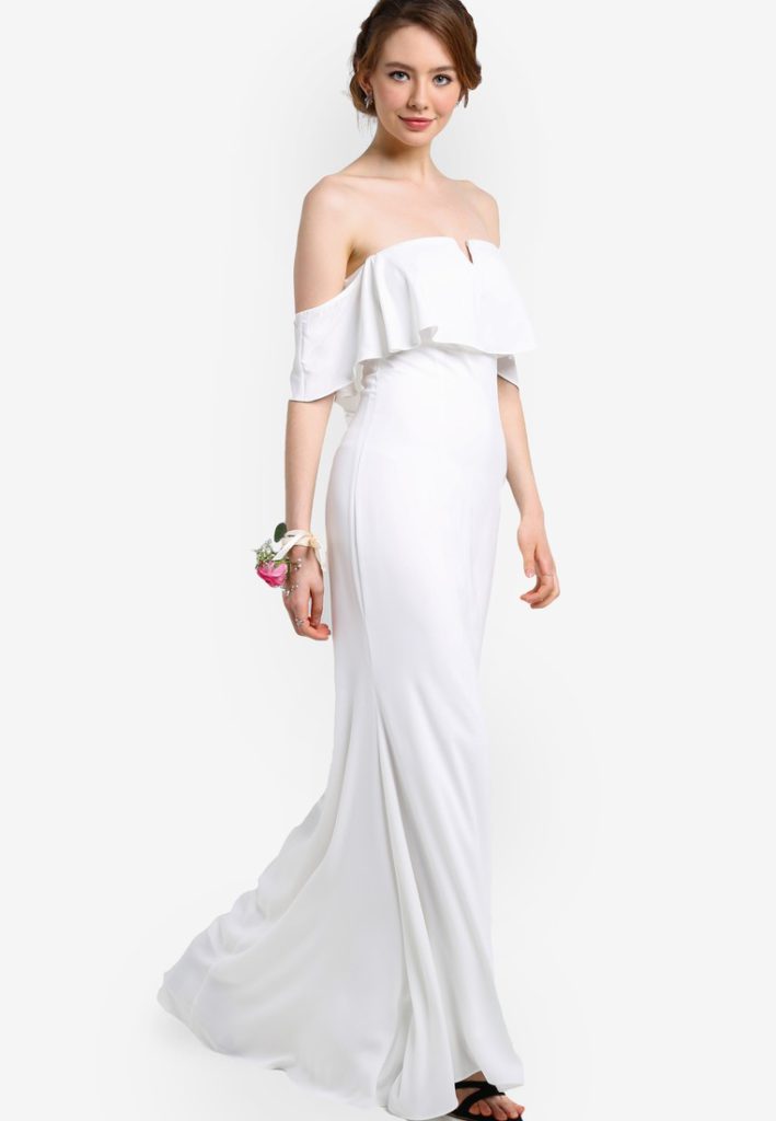 Bridesmaid Off Shoulder Maxi Dress with Ruffle by ZALORA for Female