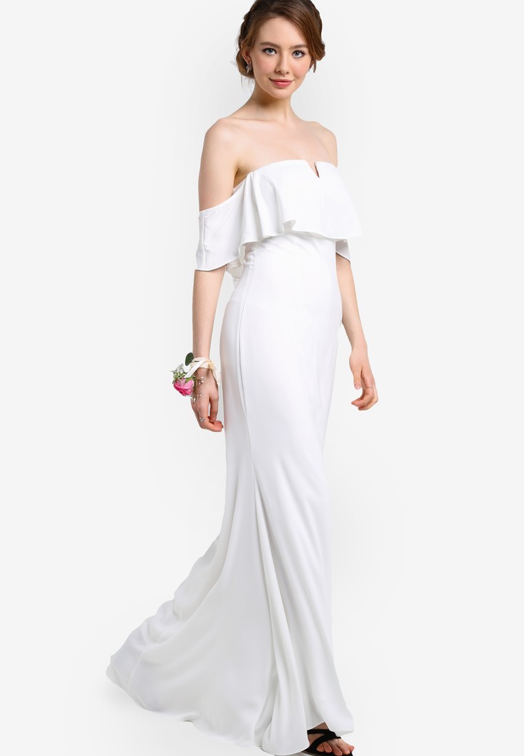 Cancancanlah.com – Bridesmaid Off Shoulder Maxi Dress with Ruffle ...